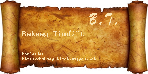 Baksay Timót névjegykártya